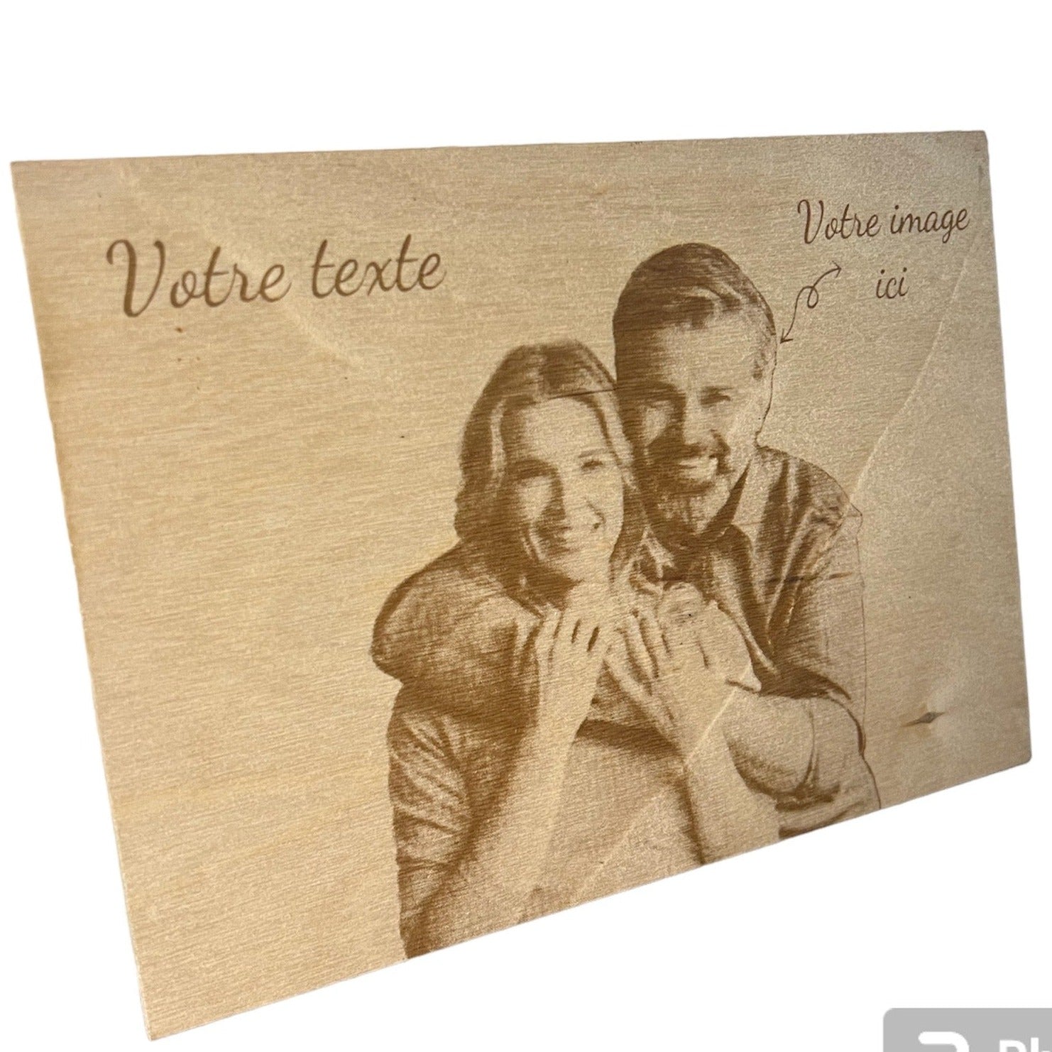 Plaque en bois personnalisée avec photo et texte – Gravure laser | Lazel