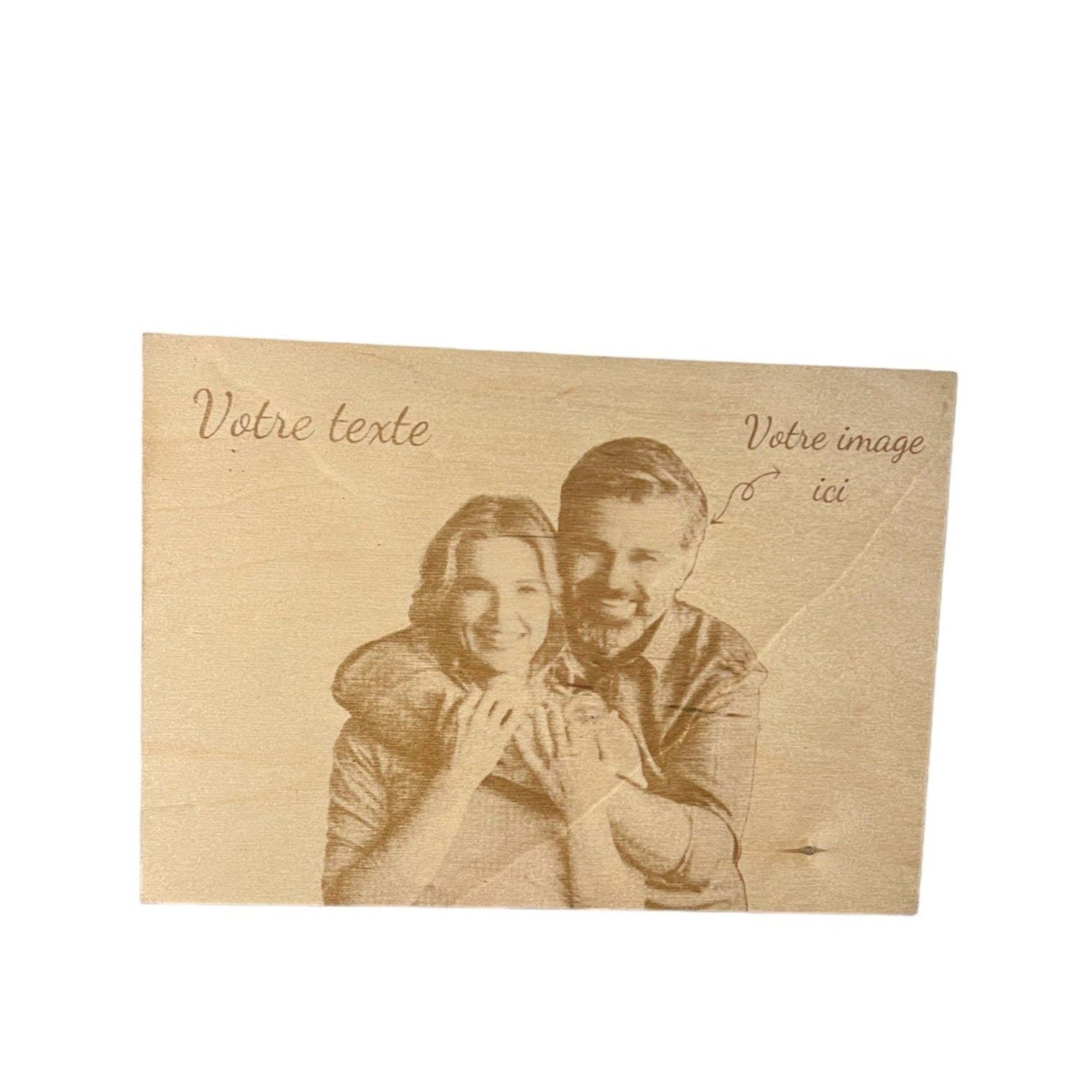 Plaque en bois personnalisée avec photo et texte – Gravure laser | Lazel
